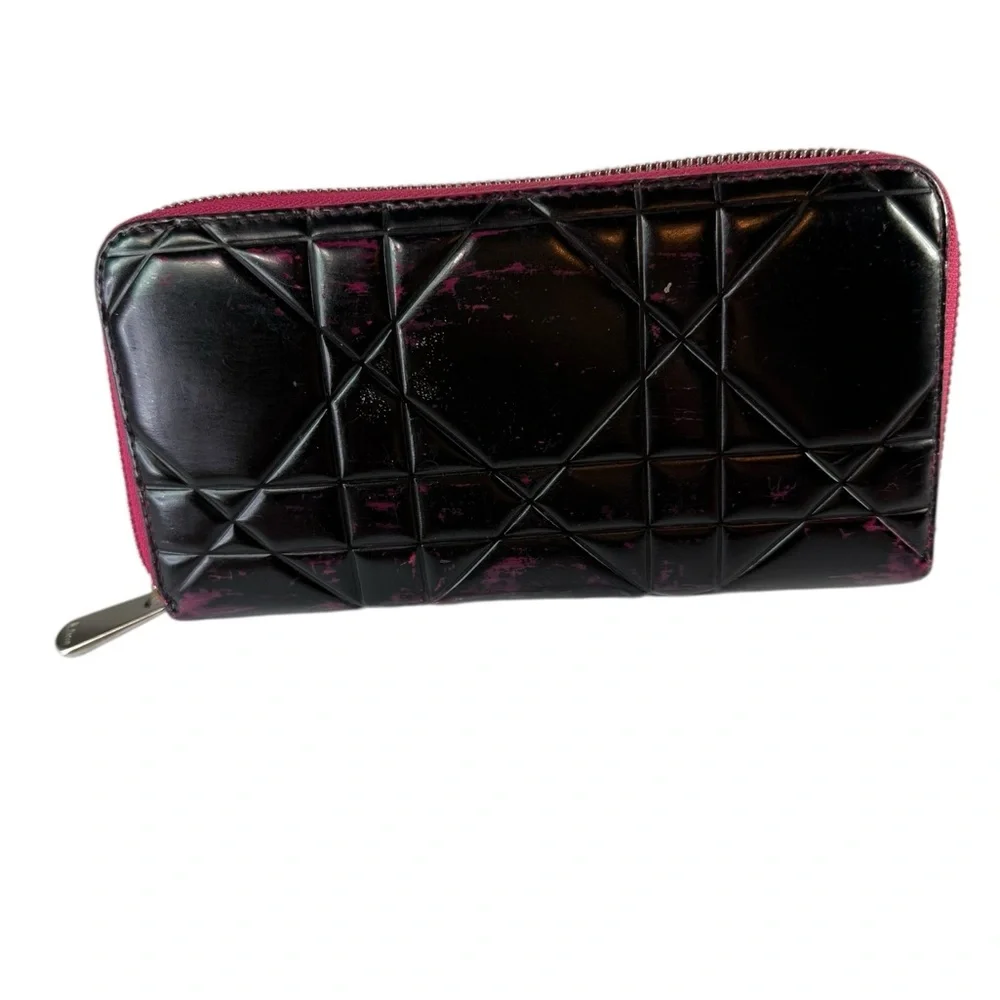 Dior Pink and Black Quilted Wallet